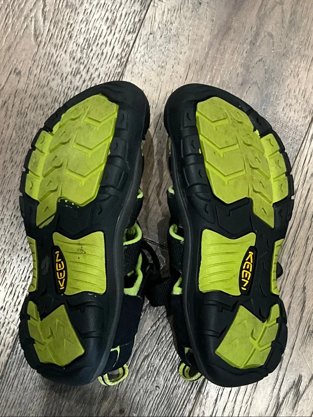 Keen Black and Neon Green Trail Sandals